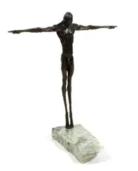 Todd Ode, The Diver, bronze with dark brown patina on granite base