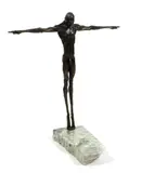 Todd Ode, The Diver, bronze with dark brown patina on granite base