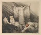 Poem (H., C. & I. 356) by Louis Icart, 1928, Etching and aquatint with touches of handcoloring on wove paper, sold Oct 2011