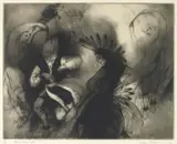 Gene Kloss, Victory Dance Motif (K. 485), 1960, Drypoint and aquatint on wove paper