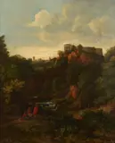 Sir George Beaumont, 7th Baronet, Classical figures in a wooded landscape, oil on canvas