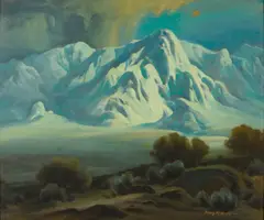 Elements Enthroned (Death Valley) by Perry McNeely, oil on canvas affixed to board, offered Sep 2011