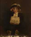 Portrait of a seated young girl by American School, 1911, oil on canvas, sold Sep 2011