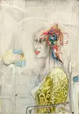Paul Wunderlich, Woman with hairpiece and skull