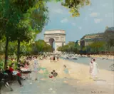 (n & a) Jules René Hervé, Paris street scene with a view of the Arc de Triomphe, oil on canvas