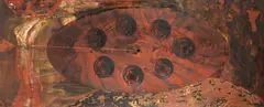 Bruno Ceccobelli, Sette in punto, 1987, mixed media on panel