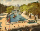 (n & a) Pantuy, View along the Seine, oil on board