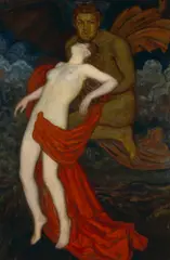 Wine, Untitled (Nude with winged demon), oil on canvas