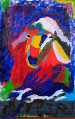 Menashe Kadishman, Untitled, 1984, oil and acrylic on unstretched canvas