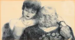 Joseph Hirsch, The couple, c. 1965, ink on paper