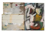 Jim Morphesis, Dreamer, 1988, oil, magna, enamel, charcoal, wood and collage on panel