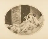 Puppies (H., C. & I. 254) by Louis Icart, 1925, Etching and aquatint with touches of handcoloring on wove paper, sold Sep 2011