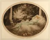 Sleeping Beauty (H., C. & I. 323) by Louis Icart, 1927, Etching and aquatint with touches of handcoloring on wove paper, sold Sep 2011