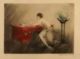 Recollections (H., C. & I. 334) by Louis Icart, 1928, Etching and aquatint with touches of handcoloring on M. Robbe Fils paper, sold Sep 2011