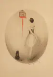 Red Cage (H., C. & I. 339) by Louis Icart, 1928, Etching and aquatint with touches of handcoloring on wove paper, sold Sep 2011