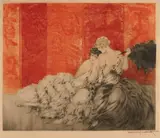 Mockery (H., C. & I. 348) by Louis Icart, 1928, Etching and aquatint with handcoloring on BFK Rives paper, sold Sep 2011