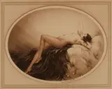 Eve (H., C. & I. 353) by Louis Icart, 1928, Etching and aquatint with touches of handcoloring on wove paper, sold Sep 2011