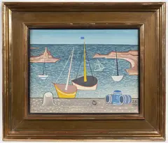 Jan Zrzavý, Boats in Port, 1929, Tempera on plywood