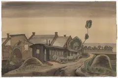 František Hudeček, Houses of the Poor, 1942, Ink and wash drawing, paper