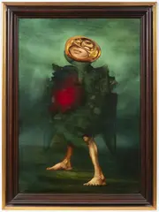 Josef Vyleťal, Golden Helmet, 1985, Oil on wood