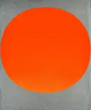 Rupprecht Geiger, Orange-roter Kreis auf silber, 1969, Farbserigrafie auf leichtem Karton