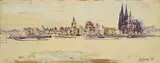 Anton Räderscheidt, Panorama vom Köln, 1956, Öl und Gouache auf Hartfaser