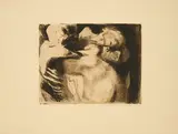 Käthe Kollwitz, Tod und Frau um das Kind ringend, 1911/18, Radierung auf Kupferdruck-Bütten