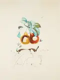 Fruits troués (Aus: Flordali/Les Fruits) by Salvador Dalí, 1969/70, Fotolithografie und Radierung auf BFK Rives (Wasserzeichen), sold Jan 2024