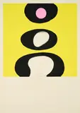 Otto Piene, Tele-schwarz-weiß-rosa-gelb, 1970, Farbserigrafie auf leichtem Karton