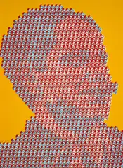 Porträt by Thomas Bayrle, Farbserigrafie auf leichtem Karton, sold Jan 2024