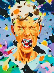 Norbert Bisky, Pascal, 2022, Acryl über Digitaldruck auf Velin