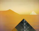 Heinz Mack, Station 10. Die Lichtreliefs (Aus: Sahara-Edition), 1972-75, Mit Walzdruck teilkoloriertes Aluminiumrelief über Farbserigrafie auf leichtem Karton. Im Rahmen mit teilgeätztem Glas