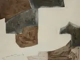 Serge Poliakoff, Composition brune, grise et noire, 1964, Farbradierung auf Bütten (mit Mittelfalz)