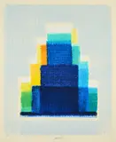 Heinz Mack, Al Ghazali - Über die Glückseligkeit und über das Licht, 2003, Farbserigrafie mit hellgelbem Fond auf Bütten. Mit dazugehörigem Künstlerbuch mit 20 eingebundenen Farbserigrafien