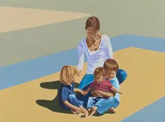 Ruth Bussmann, "Kathrin mit Julius, Jacob und Emma", 2011, Öl auf Leinwand