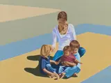 Ruth Bussmann, "Kathrin mit Julius, Jacob und Emma", 2011, Öl auf Leinwand