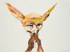 Cornelia Schleime, Aus: Camouflage, 2008, Aquarell und Tusche über Grafit auf CANSON (Wasserzeichen)