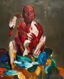 Yongchul Kim, Leda mit dem Schwan, 2022, Öl auf Leinwand