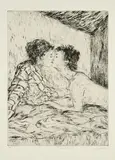Ulrike Theusner, Two Boys Kissing, 2020, Radierung auf Hahnemühle (Wasserzeichen)