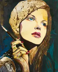 Ohne Titel by Cornelia Schleime, 2012-13, Acryl, Schellack und Asphaltlack auf Leinwand, sold Jun 2024