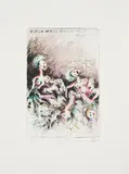 Ulrike Theusner, I'm actually a prostitute, 2015, Kaltnadel, koloriert mit Tusche und Aquarell auf Bütten