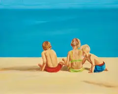 Ruth Bussmann, "Geschwister V, 2006, Öl auf Faserplatte