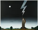 Titus Schade, "Feldturm im Gewitter", 2020, Öl und Acryl auf Holz