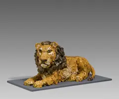 Löwe by Stephan Balkenhol, 2022, Bronze, patiniert und farbig gefasst, sold Jun 2024
