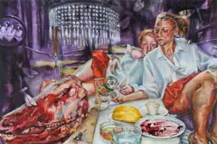 Justine Otto, "Fliegenfängerinnen", 2009, Öl auf Leinwand