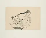Cornelia Schleime, Ohne Titel (Mädchen auf dem Stuhl), 1997, Farbradierung auf Bütten