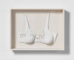 Birgit Brenner, Du nicht, Acryl auf Pappe, collagiert. In Holzobjektkasten