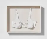 Birgit Brenner, Du nicht, Acryl auf Pappe, collagiert. In Holzobjektkasten
