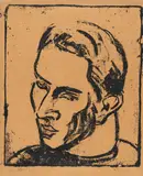 Ernst Ludwig Kirchner, Athletenkopf, 1908, Lithografie auf braunem Papier