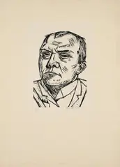 Selbstbildnis by Max Beckmann, 1922, Holzschnitt auf dünnem Japanbütten, sold Jan 2025